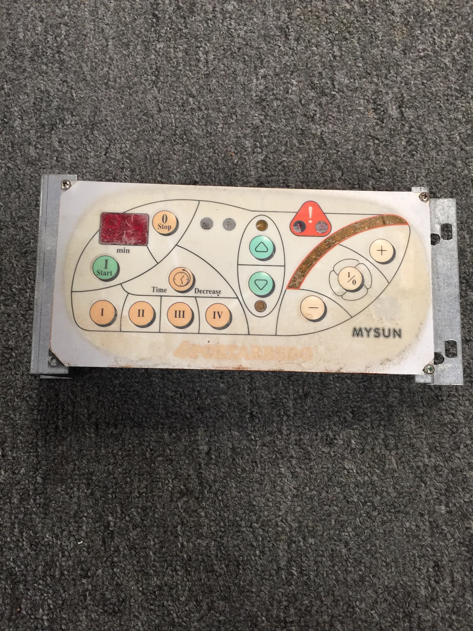 Sportarredo MySun Tanning Bed Control Panel. Sportarredo MySun Tanning Bed Control Panel